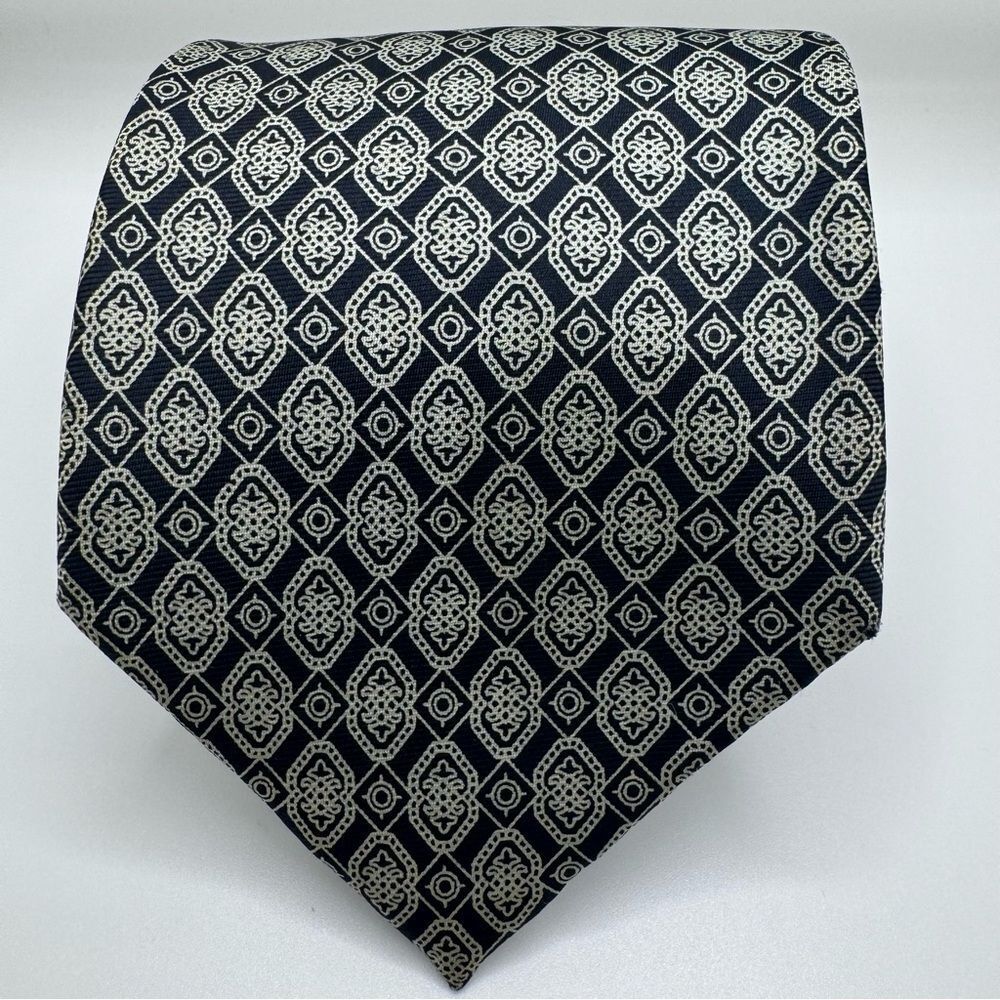 Chaps - Ralph Lauren Dark Blue Silk Tie with Silver Design